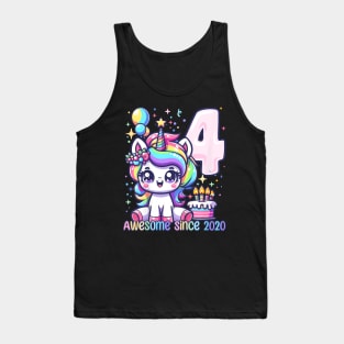 Kids Unicorn 4Th Birthday 4 Year Old Unicorn Party Girls Outfit Tank Top